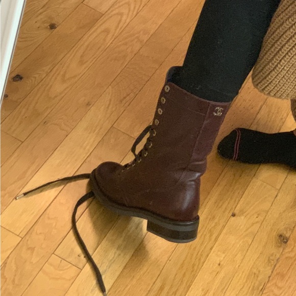CHANEL lace-up ankle combat boots - Picture 7 of 14
